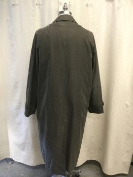 LONDON FOG, Gray, Polyester, Nylon, Solid, Single Breasted, Hidden Placket, Collar Attached, Long Sleeves, Button Tab Cuff, 2 Pockets, Zip Detachable Lining, Stain on Left Sleeve