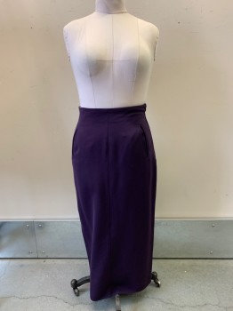 ROMEO GIGLI, Dk Purple, Polyester, Wool, Solid, F.F, Side Pockets, Bottom Back Slit, Side Zipper,
