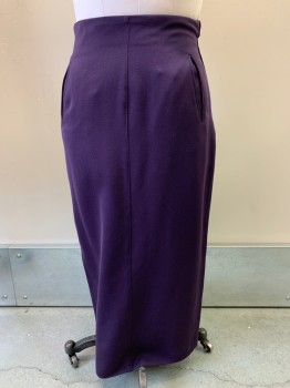 ROMEO GIGLI, Dk Purple, Polyester, Wool, Solid, F.F, Side Pockets, Bottom Back Slit, Side Zipper,
