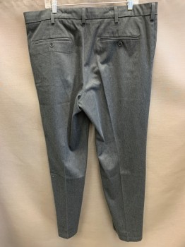 DOCKERS, Dk Gray, Cotton, Polyester, Heathered, Belt Loop, 2 Pleat Front, Pockets.