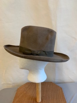 Mens, Cowboy Hat, N/L, Brown, Wool, Solid, 6 3/4, Aged, Tall Crown Open Roads, Grosgrain Band, Western Fedora