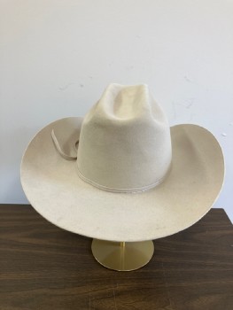 STETSON, Beige, Fur Felt, Solid, Through Roads with Matching Skinny Double Fold Grosgrain Band