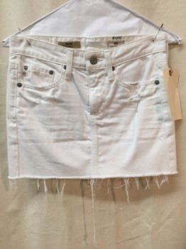 AG, White, Cotton, Solid, White, Cut Off Hem, Distressed