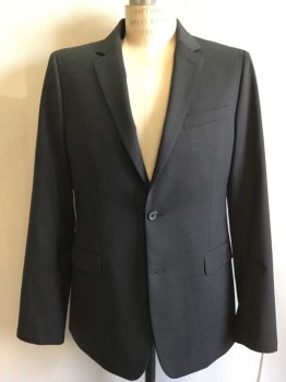 BANANA REPUBLIC, Graphite Gray, Wool, Solid, 2 Buttons,  Notched Lapel, 3 Pockets, 2 Flaps