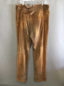 WAH MAKER, Rust Orange, Cotton, Replica 1800's Western Corduroy Pants.bleach Flecks on Pants. Stud Button Fly. 3 Pockets, Adjustable Back Waist, Old West