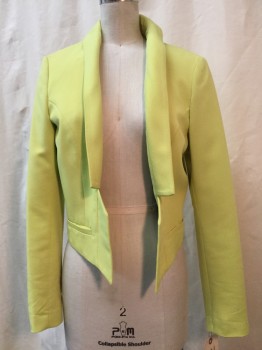 H&M, Neon Green, Black, Synthetic, Solid, Lime Green, Shawl Lapel, V Shaped Black Lace Back