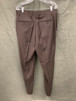 VINCI, Dk Brown, Polyester, Rayon, Solid, Flat Front, Zip Fly, 4 Pockets, Belt Loops