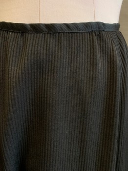 Womens, Skirt 1890s-1910s, MTO, Black, Cotton, Stripes - Shadow, W31, Textured Stripe, Grosgrain Waistband, Hooks & Bars, Some Mending See Detail Photo,