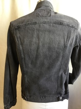 LEVI'S , Faded Black, Cotton, Solid, Faded Black Denim Jean, Collar Attached, Silver Button Front, 4 Pockets, Long Sleeves,