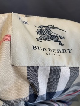 BURBERRY, Black, Poly/Cotton, Solid, Double Breasted, Collar Attached, Epaulettes at Shoulders, 2 Pockets, Belt Loops, Beige Burberry Plaid Lining, **Has No Belt