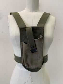 Unisex, Sci-Fi/Fantasy Harness, NL, Olive Green, Cotton, Pouch at Front, Velcro Straps