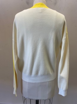 & Other Stories, Cream, Yellow, Cotton, Color Blocking, L/S, Crew Neck, Heart Shaped Color Block