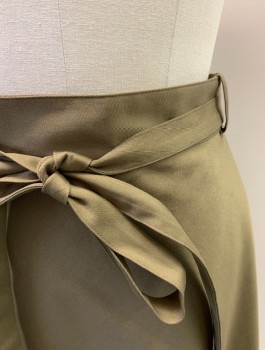 THEORY, Putty/Khaki Gray, Cotton, Solid, WRAP STYLE, Belt Loops, Ties At Waist