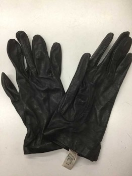 Womens, Leather Gloves, ARIS, Black, Leather, Solid, Wrist Length, See Photo Attached