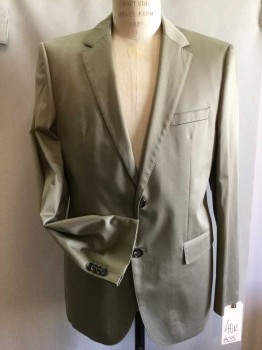 BOSS, Khaki Brown, Cotton, Solid, 2 Buttons,  Notched Lapel, Pick Stitched, Some Shoulder Burn
