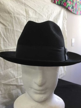 ROYAL STETSON, Black, Wool, Solid, Black Gross Grain Ribbon Hat Band, See Photo Attached,