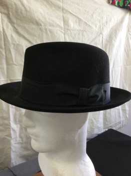Mens, Fedora, ROYAL STETSON, Black, Wool, Solid, 7 1/2, Black Gross Grain Ribbon Hat Band, See Photo Attached,