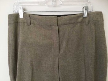 JONES NY, Lt Brown, Black, Polyester, Wool, Heathered, Heather Woven Light Brown/black, 1-1/2" Waist Band with Belt Hoops, Flat Front, Zip Front, , 2 Pocket Back