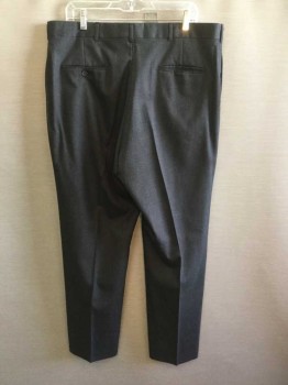 THE CLOTHIER, Charcoal Gray, Wool, Heathered, Flat Front, Zip Fly, 4 Pockets