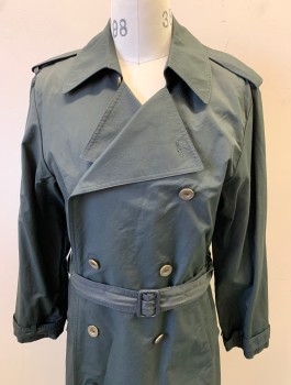 N/L, Black, Cotton, Solid, Double Breasted, "Gold" Look Plastic Buttons, 2 Pockets, Epaulettes at Shoulders, Belt Loops **With Matching Belt, Has a Double