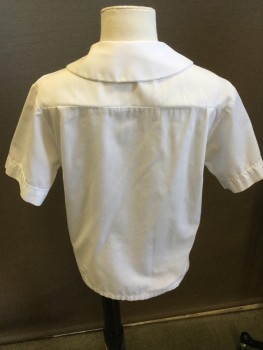 Childrens, Blouse, SCHOOL APPAREL, White, Cotton, Polyester, Solid, 7, Collar Attached, Button Front, 1 Pocket, Short Sleeves,
