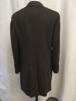 BRUNELLO CUCINELLI, Chocolate Brown, White, Wool, Heathered, Notched Lapel, Double Breasted Closure, 3 Flap Besom Pockets, Panelled Cuffs, Back Vent, At the Knee Length