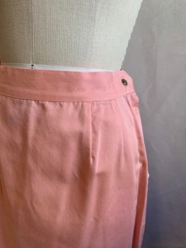 N/L, Peach Orange, Cotton, Solid, A-line, 1 1/2" Waistband, Zip Side, Side Slits at Both Sides with Gold Button Detail, Hem Below Knee