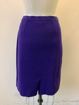 Womens, Skirt, Knee Length, VILTADINI, Dk Purple, Wool, Solid, W: 28, Knit, Pencil Skirt, Elastic Waist, Rib Knit Waist, Slit at Back