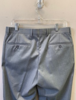 RENOIR, Gray, Polyester, Rayon, Solid, Flat Front, Button Tab, Zip Fly, 4 Pockets, Belt Loops