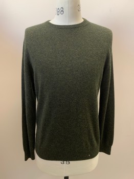 J. CREW, Dk Green, Cashmere, Solid, Heathered, CN,