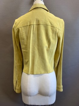 Womens, Leather Jacket, BLANK NYC, Lt Green, Suede, XS, Collar Attached, Single Breasted, Snap Front, 2 Flap Pockets, 2 Side Pockets