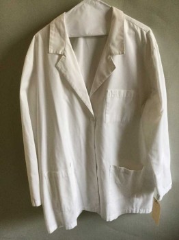 META, White, Cotton, Polyester, Solid, 4 Button Front, 3 Pocket, Notched Lapel
