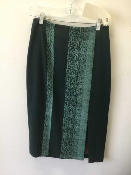 TOCCA, Teal Green, Sea Foam Green, Wool, Stripes, Tealgreen with Seafoam Embroidered Stripe, Front Slit, Side Zip
