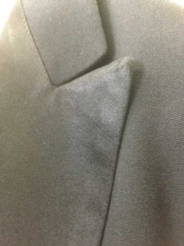 Mens, Tailcoat 1890s-1910s, J. JONSSONS, Black, Wool, Silk, Solid, 34S, Double Breasted, Peaked Lapel with Satin Panel, 1 Chest Pocket, Black Lining, **A Few Small Holes in Lining, Otherwise Very Good Condition,