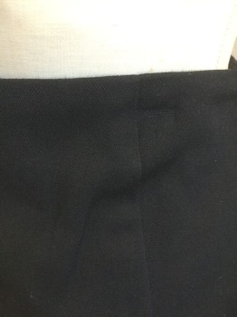 EMPORIO ARMANI, Black, Wool, Polyester, Solid, Pencil Skirt, Darts at Either Side of Waist and Curved Seams Along Hips, Invisible Zipper at Center Back Waist, Slit at Center Back Hem