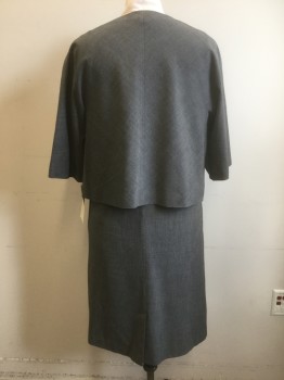 ATELIER, Gray, Polyester, Viscose, 2 Color Weave, Single Breasted, 3 Big Buttons Welt Button Holes, Bias A-line and Boxy, 3/4 Sleeves,