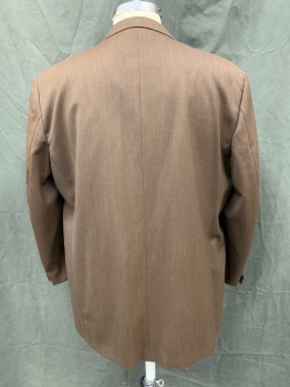 LORIANO, Brown, Wool, Heathered, Single Breasted, 3 Buttons,  Collar Attached, Notched Lapel, 4 Pockets