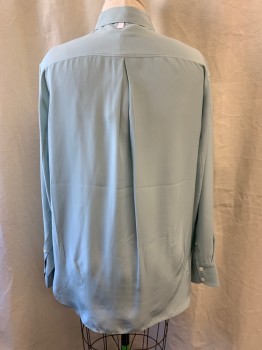 RAG & BONE, Mint Green, Silk, Solid, Collar Attached, Button Front, Long Sleeves