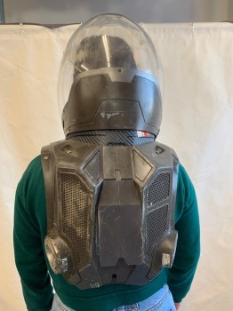 Unisex, Sci-Fi/Fantasy Helmet, MTO, Faded Black, Clear, Dk Brown, Plastic, Solid, O/S, Clear Helmet, Dark Brown Plastic at Neck and Down Back