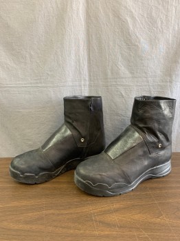 Mens, Sci-Fi/Fantasy Boots , MTO, Black, Faux Leather, 11, Mesh Padding on Inner Side, Zip Side