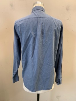 J. CREW, French Blue, Cotton, C.A., Button Front, L/S, 2 Chest Pockets with Flaps