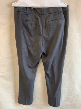 WORTHINGTON, Medium Gray, Polyester, Rayon, Heathered, Zip Front, Hook Closure, 4 Pockets, Creased Front, "Perfect Trouser"