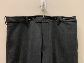 Uniqlo, Charcoal Gray, Gray, Cotton, Polyester, Grid , F.F, Side Pockets, Zip Front, Belt Loops