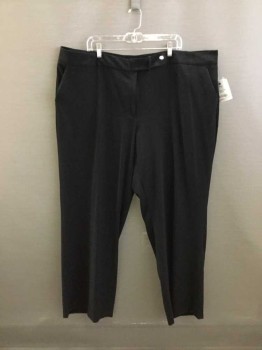 CALVIN KLEIN, Black, Polyester, Lycra, Solid, Flat Front, Zip Fly