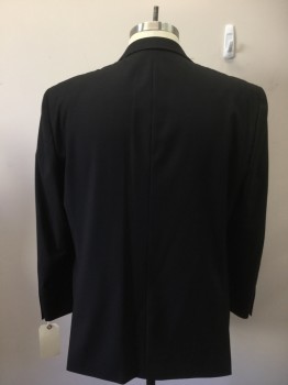 STATEMENT, Black, Wool, Solid, Single Breasted, 2 Buttons,  Notched Lapel, Top Stitch, 3 Pockets,