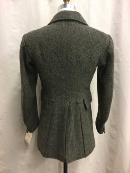 Mens, Jacket 1890s-1910s, NO LABEL, Green, Blue, Brown, Wool, Herringbone, 38, Multicolor Herringbone, 2 Side Pockets, Single Breasted, Back Center Vent,