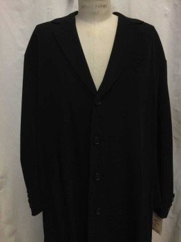 Mens, Coat 1890s-1910s, NL, Black, Synthetic, Solid, 52Tall, Black, Notched Lapel, 4 Buttons, 2 Pockets, Made To Order,