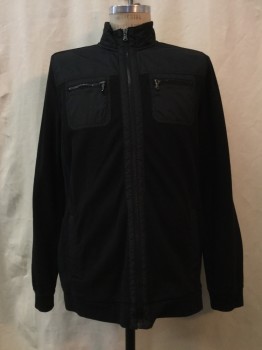 STRUCTURE, Black, Cotton, Synthetic, Solid, Black, Zip Front, 4 Pockets,
