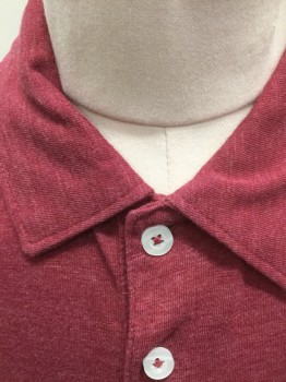 Childrens, Polo, CAT & JACK, Red Burgundy, Cotton, Polyester, Solid, M, 8/10, Faded Burgundy, Jersey, Short Sleeves, Collar Attached, 2 Buttons, 1 Patch Pocket