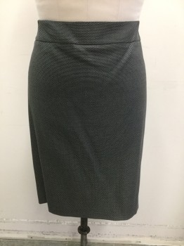 ARMANI COLLEZIONI, Black, White, Wool, Silk, Dots, Black with White Dotted Weave, 2" Wide Self Waistband, Pencil Fit, Invisible Zipper at Center Back, Slit at Center Back Hem